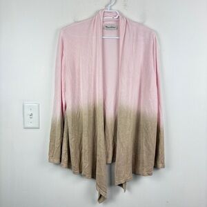 TanJay Pink and Tan Ombre Cardigan Knit Sweater